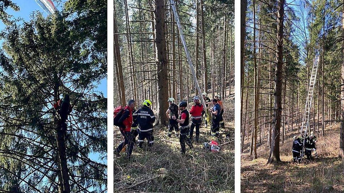 Die FF Hafning und die Bergrettung konnte den 66-Jährigen mit seinem Paragleiterschirm von der fochte holen