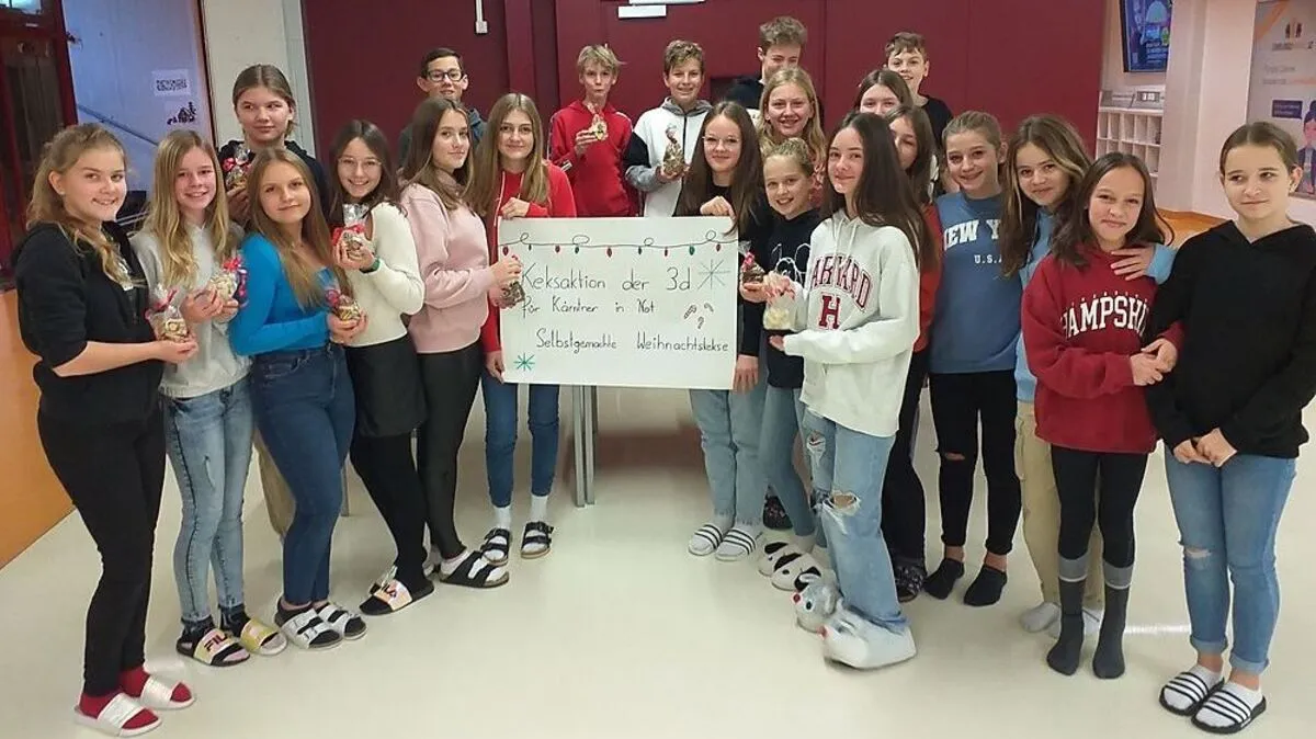 So viele haben mitgeholfen! Auch die Klasse 3D des BG/BRG St.Veit, die Weihnachtskekse für "Kärntner in Not" verkaufte