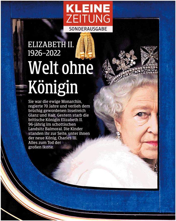 Das ist die Titelseite der Sonderausgabe der Kleinen Zeitung vom 9. September 2022.