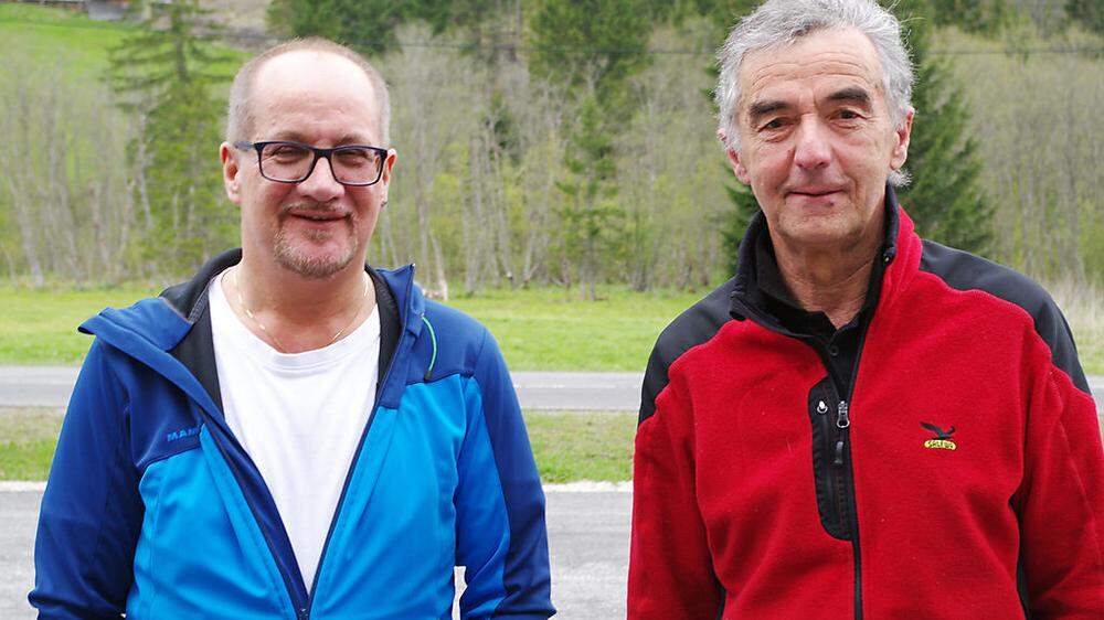Walter Egger (l.) und Gottfried Schöggl von den Naturfreunden, die Väter des Kletterparks Spielmäuer