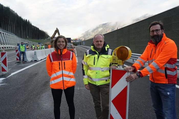 Von links: Susanne Wieser (Asfinag), Stephan Bojer (Projektleiter Massivbau) und Asfinag-Projektleiter Christian Eckhardt