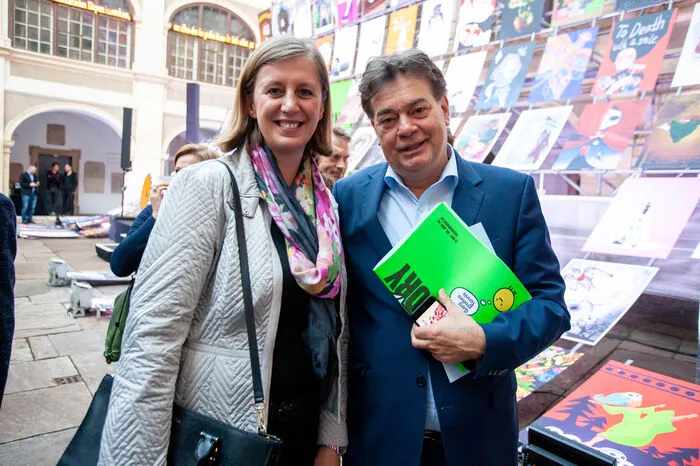 Landesrätin Barbara Eibinger-Miedl (ÖVP) mit Werner Kogler, Bundessprecher und EU-SPitzenkandidat der Grünen.