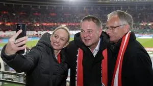VIENNA,AUSTRIA,18.NOV.25 - FIFA World Cup 2026, European Qualifiers, group stage, OEFB international match, Austria vs Bosnia and Herzegovina. Image shows Michaela Schmid, sports minister Andreas Babler and minister of finance Markus Marterbauer.
Photo: GEPA pictures/ Walter Luger