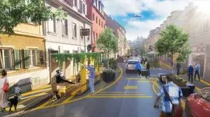 Erstes Rendering von der zukünftigen Begegnungszone in der Zinzendorfgasse