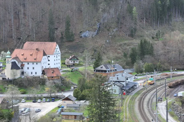 Überblicksbild mit dem Forstmuseum Silvanum (links)