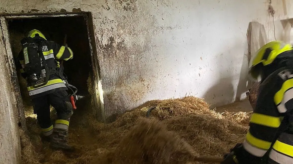 Die FF Ligist konnte die Glutnester in dem Heulager löschen