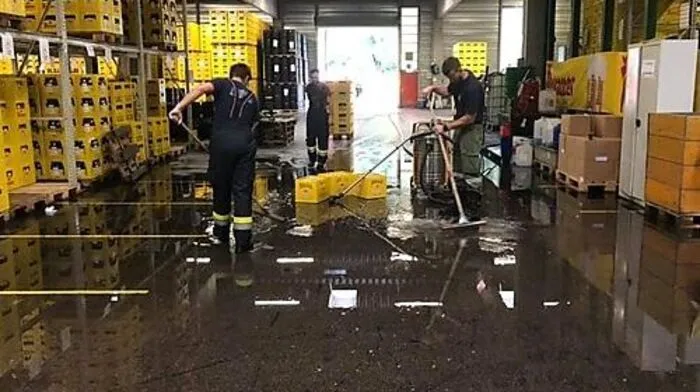Mit Tauchpumpen und Nasssaugern wurde das Wasser ins Freie geleitet
