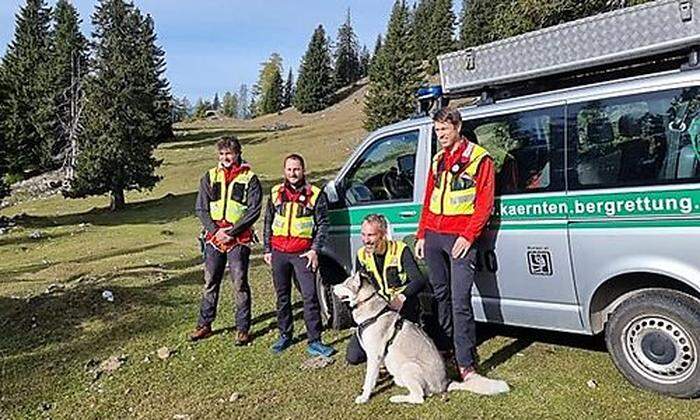 Das Team der Bergrettung Villach entdeckte Dienstagvormittag den Husky 