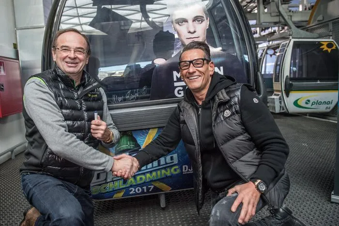 Planai-Chef Georg Bliem und Veranstalter Klaus Leutgeb freuen sich auf die Show.