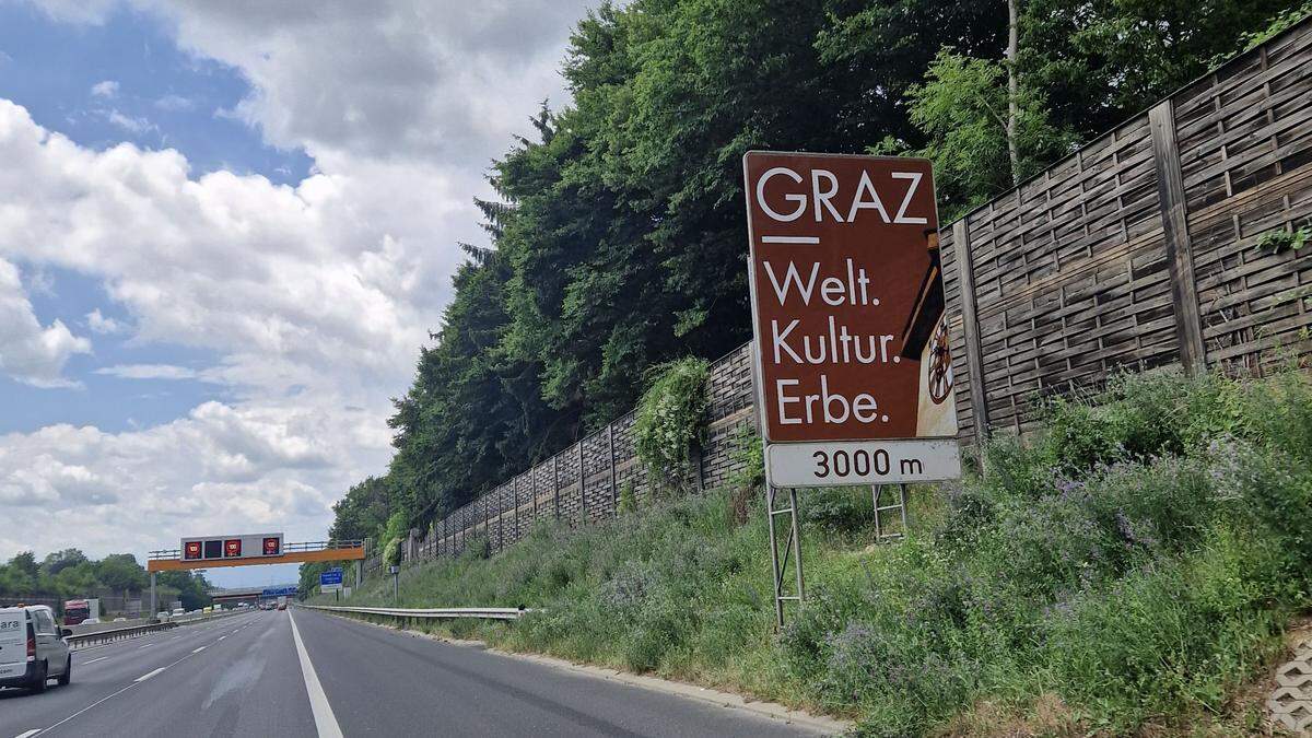 So sehen die neuen Graz-Schilder an der A 2 und A 9 aus