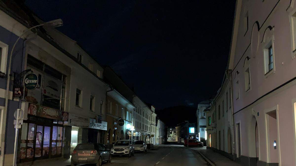 In der Innenstadt von Leoben blieben in den vergangenen Tagen einige Straßenzüge dunkel – darunter die Langgasse