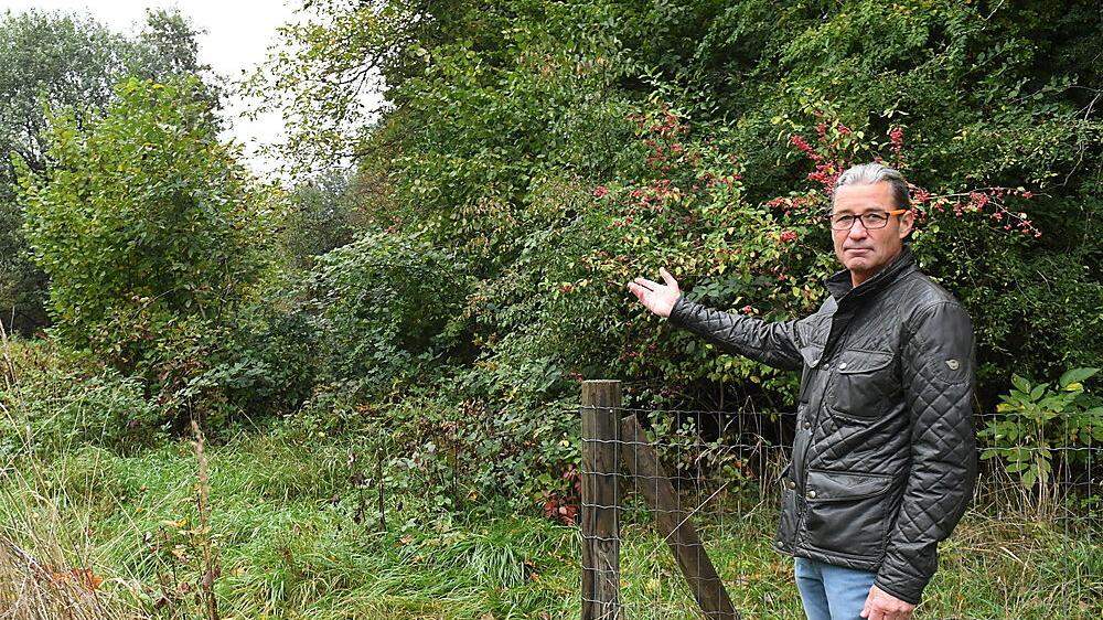 Hans Fischer vor jenem Grundstück in Gleisdorf, das verbaut werden soll