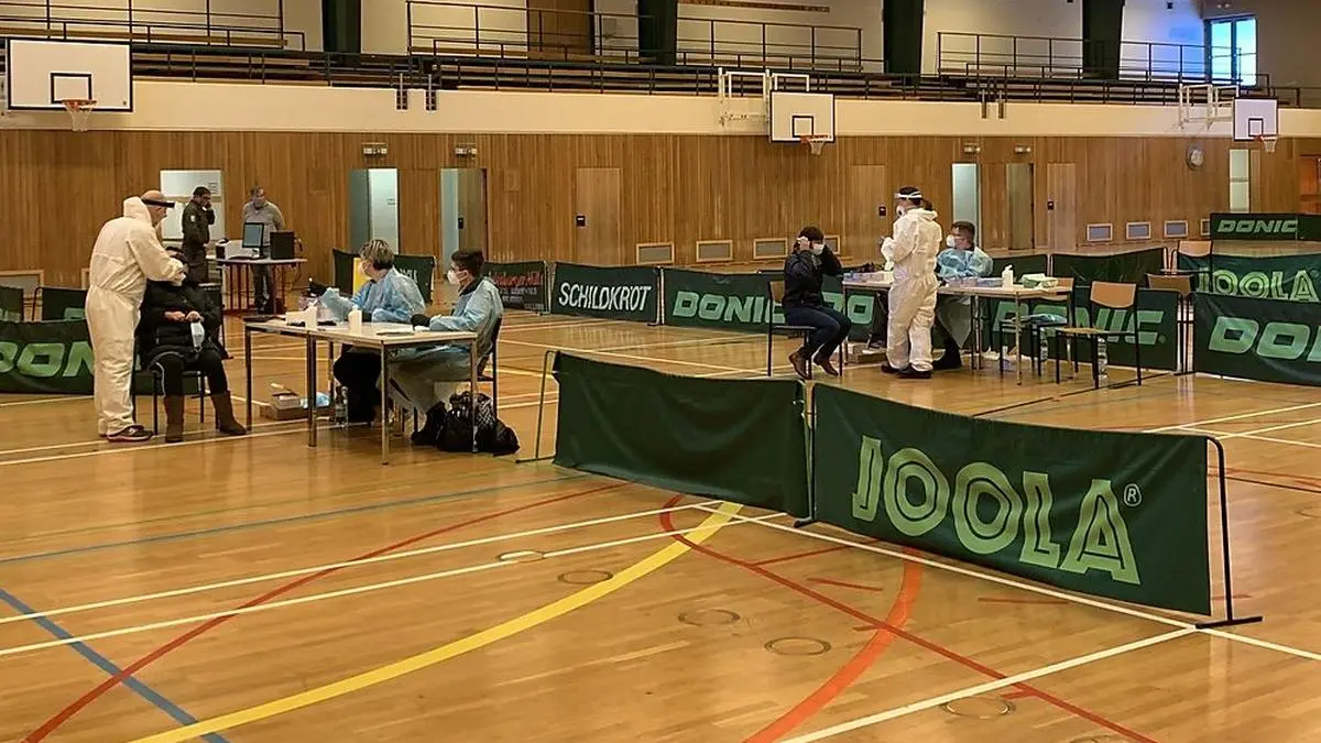 Teststation in der Judenburger Lindfeldhalle