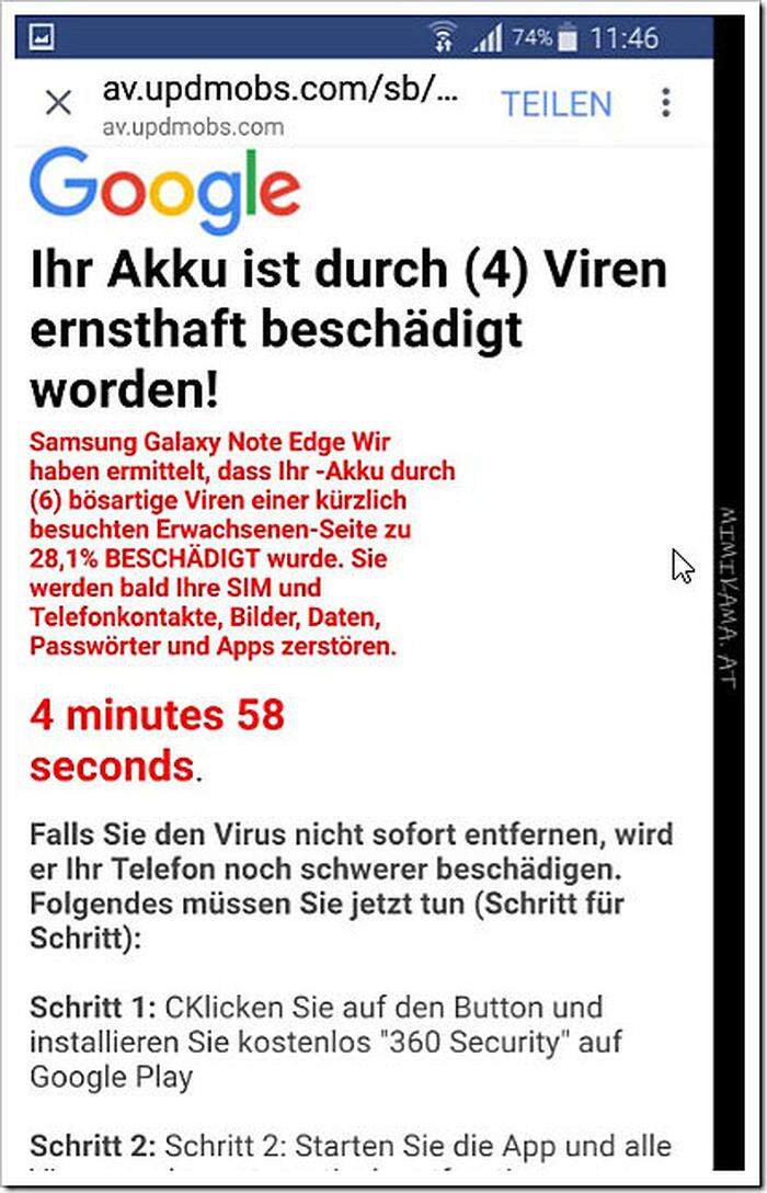 Die Warnung vor dem Virus ist selbst ein Virus