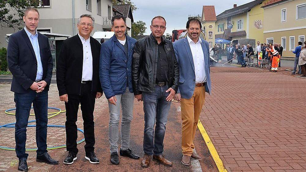 Friedrich Freitag, Karl Lautner, Robert Rast, Michael Kern vom Land Steiermark und Bürgermeister Erich Prem