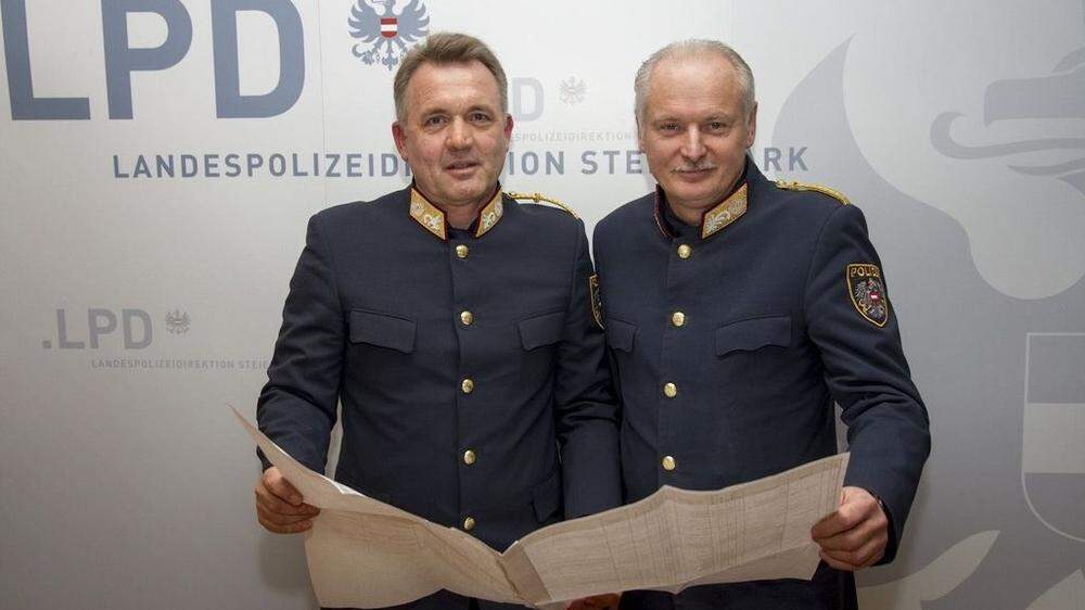 Landespolizeidirektor Josef Klamminger und Generalmajor Manfred Komericky