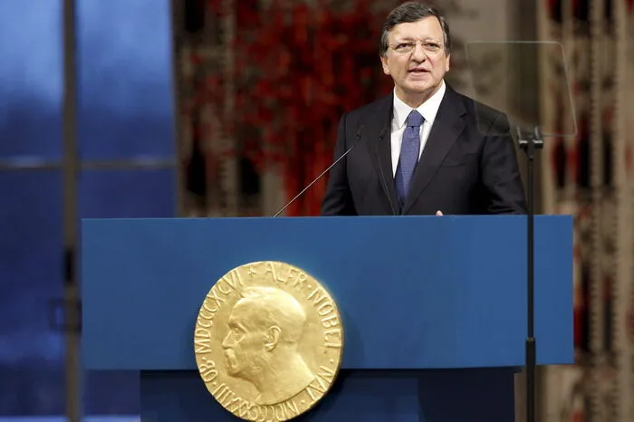 Mit dem Nobelpreis für die Europäische Union würdigte das norwegische Komitee 2012 deren Beitrag zum Frieden in Europa. Im Bild der damalige Kommissionspräsident Jose Manuel Barroso.