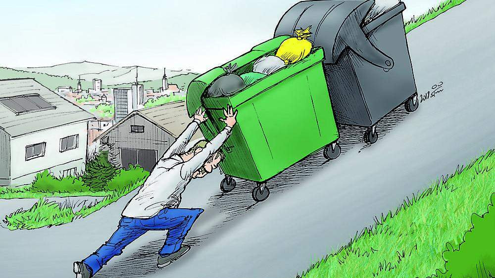  Die Müllabfuhr darf               nicht zufahren: Wenn man das Verbot       akzeptiert, kann man die    Dienstbarkeit verlieren