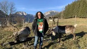 Michelle Kaufmann mit den Rentieren Cupid und Comet | Michelle Kaufmann mit den Rentieren Cupid und Comet