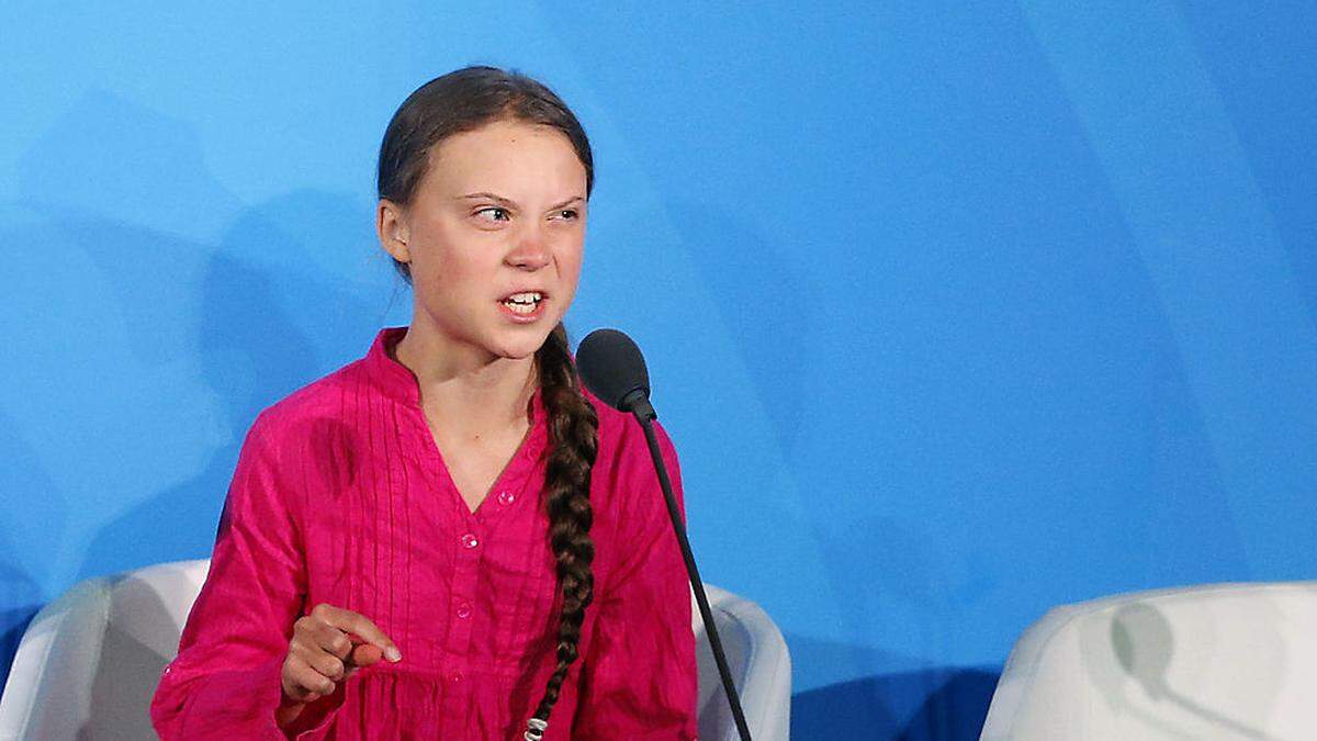 Greta Thunberg bei ihrer Rede in New York