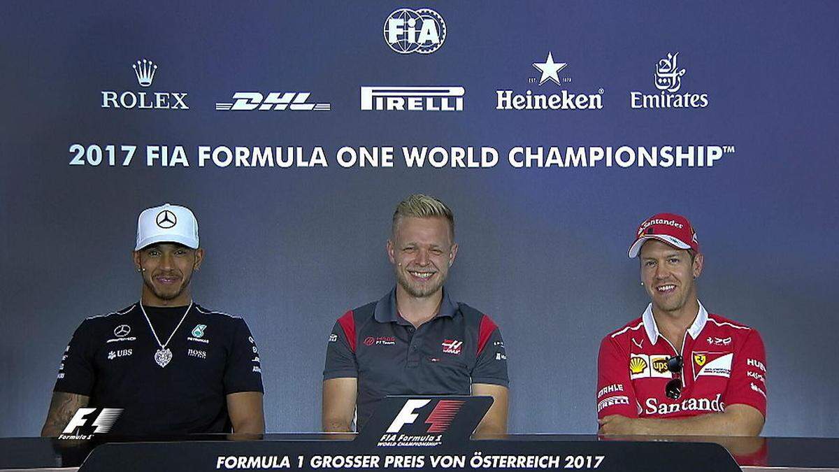 Hamilton und Vettel, mit Kevin Magnussen als &quot;Schiedsrichter&quot;