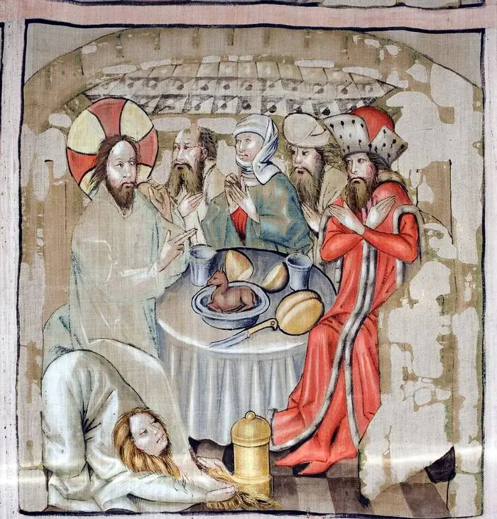 Gastmahl im Hause Simons: Eine von 108 Szenen auf dem Fastentuch