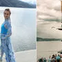 Anna Gasser posiert am Turm in Millstatt (links). Zahlreiche Besucher ließen sich die Eröffnung des Turms nicht entgehen