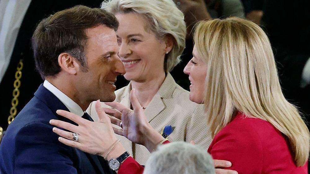 Emmanuel Macron, Ursula von der Leyen, Roberta Metsola: Umstrittene EU-Zukunftskonferenz