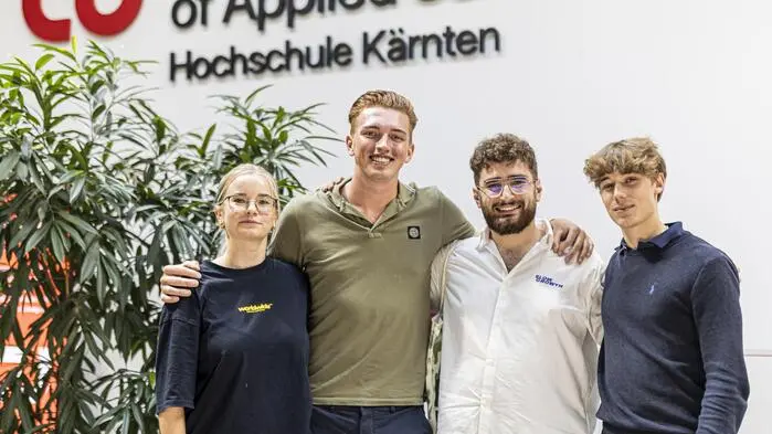 Neue Studienanfänger in Villach | Katharina Spomer, Luca Trojer, Randolph Boisivon und Oliver Thoma studieren Hotel Management an der Hochschule Kärnten
