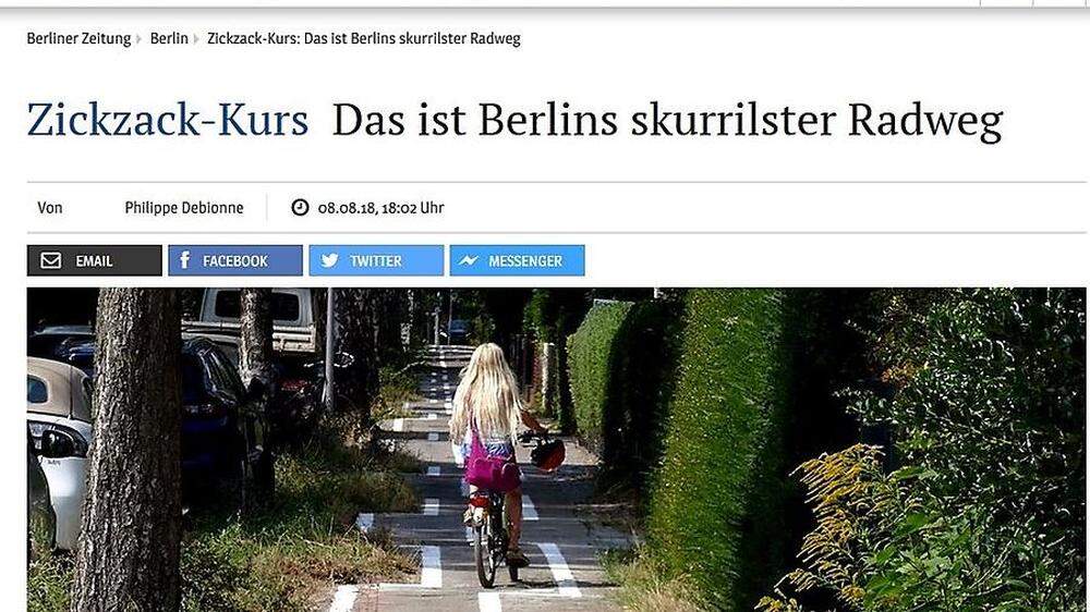 Für die Berliner Zeitung ist es der skurrilste Radweg der Stadt