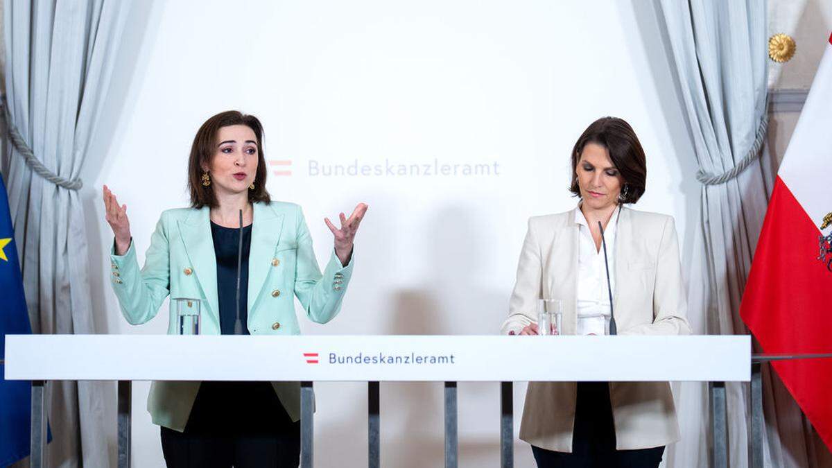 Justizministerin Alma Zadić (Grüne) und Verfassungsministerin Karoline Edtstadler (ÖVP) wollen streng gegen Korruption vorgehen