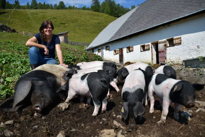 Karen Bensinger tauscht den vierten Sommer ihre Tierarztpraxis in Deutschland gegen die Litzlhof Alm, wo sie als Halterin tätig ist.