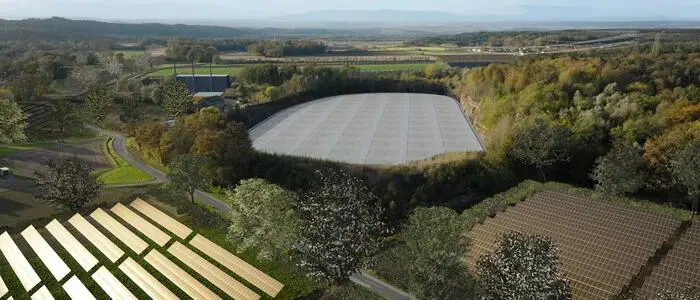 Eine Visualisierung der Projektwerber, wie der Sonnenspeicher Süd ausschauen soll
