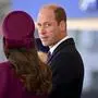 Britain's Prince William and Kate, Princess of Wales await President of South Africa Cyril Ramaphosa for his welcome ceremony at Horse Guards, in London, Tuesday, Nov. 22, 2022. This is the first state visit hosted by the UK with King Charles III as monarch, and the first state visit here by a South African leader since 2010. (Leon Neal/Pool Photo via AP)