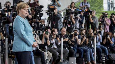 Die deutsche Kanzlerin Angela Merkel in Erwartung eines G-20-Treffens vor einem Jahr in Berlin