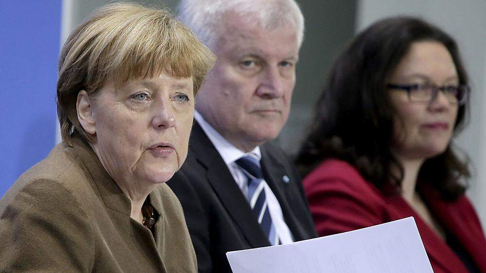 Angela Merkel (CDU), Horst Seehofer (CSU), Andrea Nahles (SPD): Grüne und AfD rücken der Regierungskoalition auf den Pelz