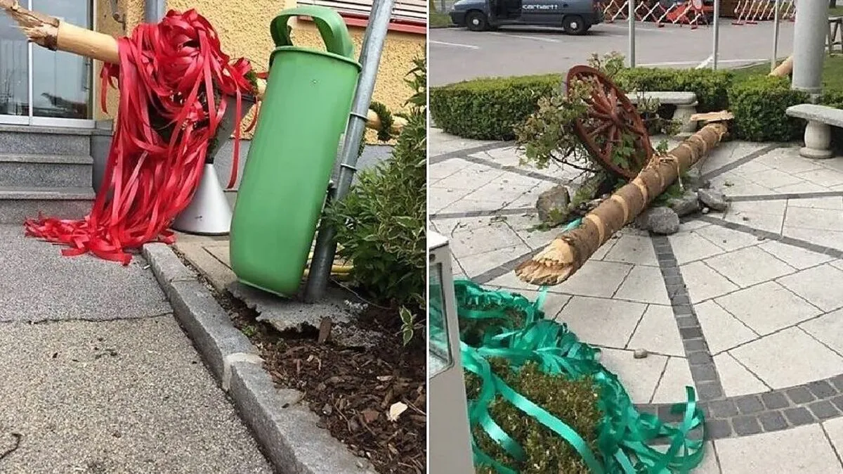 Der umgeschnittene Maibaum der Gemeinde Seiersberg