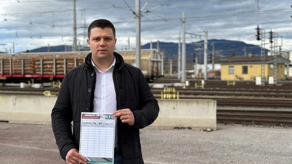 KFG-Klubobmann Alexis Pascuttini sammelt Unterschriften für eine Volksbefragung: Der Verschubbahnhof soll aus Gösting an einen anderen Ort verlegt werden