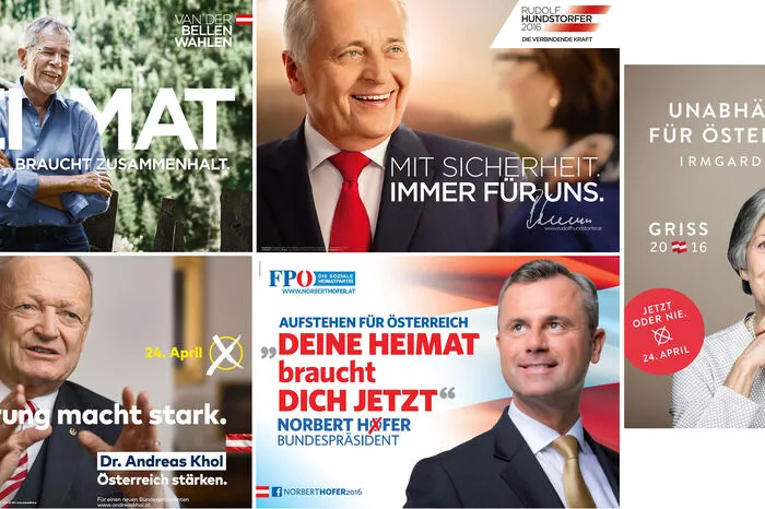 Beim ersten Wahlgang standen 2016 vier Kandidaten und eine Kandidatin zur Auswahl: Neben Alexander van der Bellen und Norbert Hofer auch die frühere Höchstrichterin Irmgard Griss, der frühere SPÖ-Minister (und mittlerweile verstorbene) Rudolf Hundstorfer und der ehemalige ÖVP-Nationalratspräsident Andreas Khol. Die beiden Kandidaten von SPÖ und ÖVP fuhren nur etwas über 11 Prozent und damit herbe Niederlagen ein. Irmgard Griss erreichte im ersten Durchgang fast 19 Prozent, und lag damit nicht weit hinter Alexander van der Bellen (21,3 Prozent). Mit 35 Prozent bekam Norbert Hofer im ersten Wahlgang am meisten Stimmen.