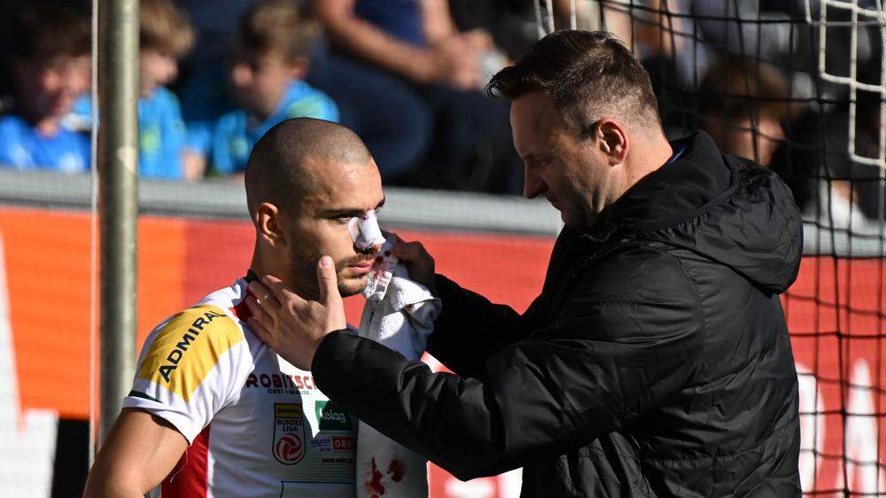 Sandro Altunashvili erlitt im Spiel in Altach einen Nasenbeinbruch