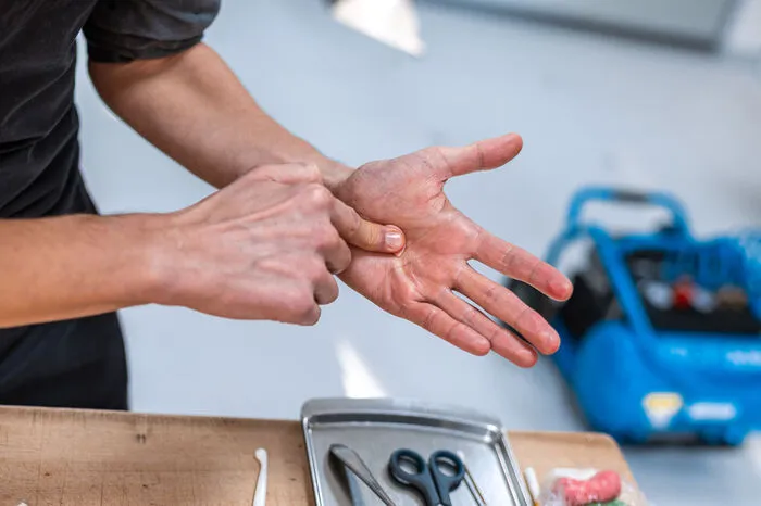 Mit einem Zeigefinger den Marzipantropfen platt drücken und danach von innen nach außen Öhrchen formen.