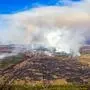 This aerial picture taken on April 12, 2020 shows a forest fire burning at a 30-kilometer (19-mile) Chernobyl exclusion zone in Ukraine, not far from the nuclear power plant. - Some 400 firefighters battle a blaze that broke out on April 4, 2020 in the wooded zone around the ruined Chernobyl reactor that exploded in 1986 in the world's worst nuclear accident. (Photo by Volodymyr Shuvayev / AFP)