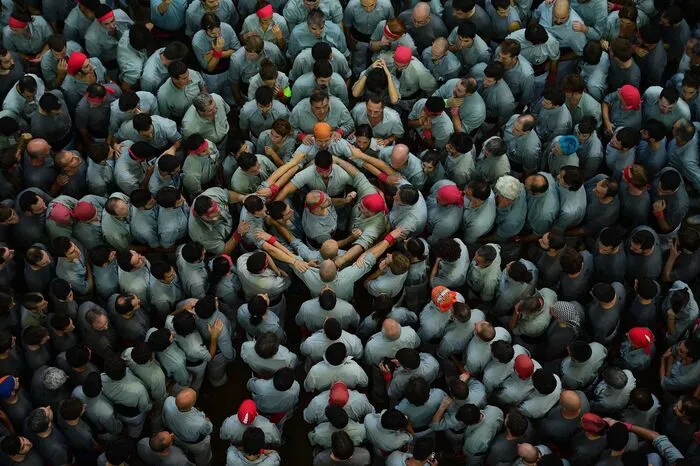 Dem Team "Castellers de Villafranca" beim Wettbwerb in Tarragona am Sonntag.
