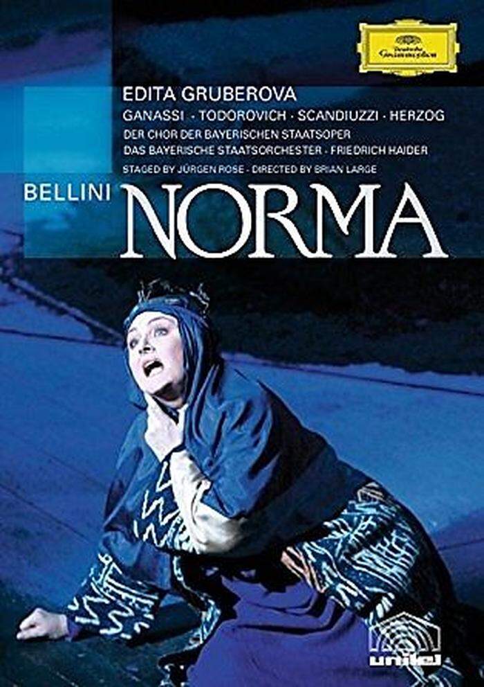 DVD-TIPP Edita Gruberová, atemberaubend in der Titelrolle. Einspielung einer „Norma“-Aufführung der Bayerischen Staatsoper aus dem Jahr 2008. Jürgen Rose führte geschickt Regie, es dirigierte Friedrich Haider (Deutsche Grammophon).
