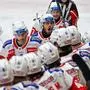 FELDKIRCH,AUSTRIA,13.MAR.24 - ICE HOCKEY - ICE Hockey League, play off quarterfinal, Pioneers Vorarlberg vs Klagenfurter AC. Image shows the rejoicing of Klagenfurt.
Photo: GEPA pictures/ Oliver Lerch