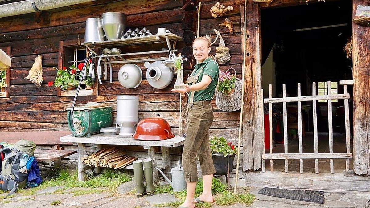 Die Lederhose hat Taus nur einmal angehabt, sonst trug sie Funktionskleidung und Gummistiefel