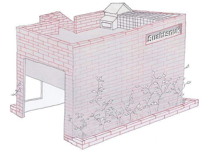 Skizze der temporären Kunsthalle Suahtsnuk,  2021 © Alfredo Barsuglia 