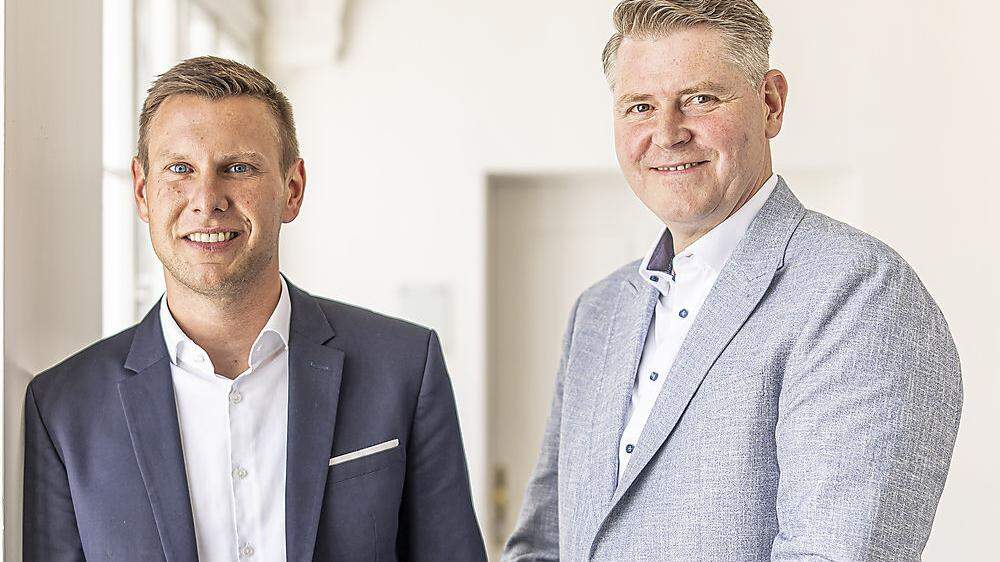 Maximilian Wildt (links) und Harald Stoutz, die neuen Chefs des Flughafens Klagenfurt