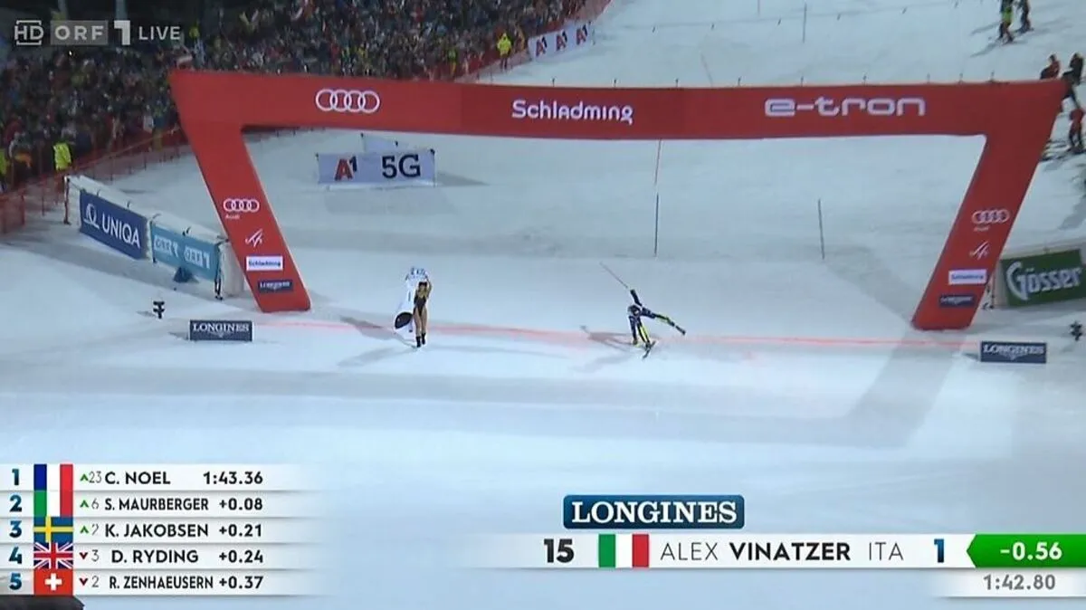 Kurze Zeit lag Vinatzer nach dem Auslösen der Zeitnehmung in Führung