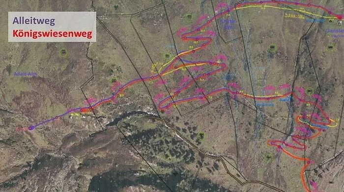            Der neue Alleitweg ähnelt dem     Königswiesenweg, bis auf ein paar Meter, sehr